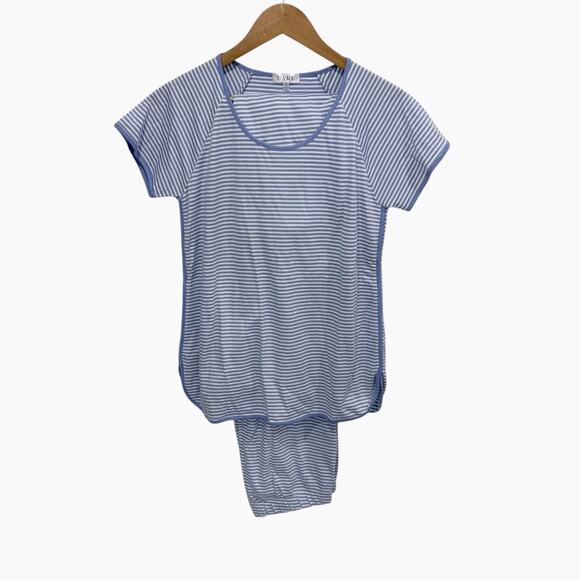 Lake Striped Pajama Set Short/Long Small Blue/White Lounge NWOT Pima Cotton - Picture 8 of 8